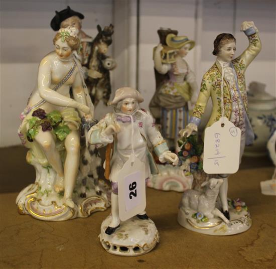 Five Continental porcelain figures, various (a.f)